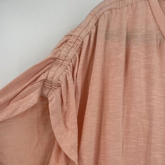 Lane Bryant‎ Women's Ruched Sleeve Stretch Crew Neck Top Peach Size 18/20 - Picture 4 of 9
